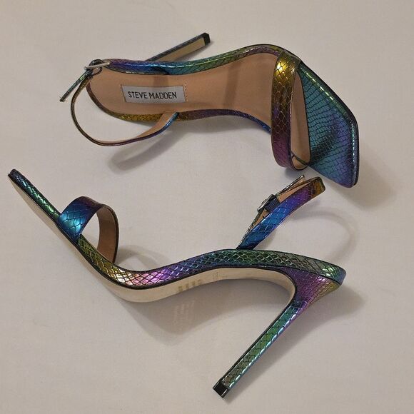 BRAND NEW STEVE MADDEN BETTHANY MULTI SNAKE STILETTO HEEL with ANKLE STRAP - Picture 12 of 16